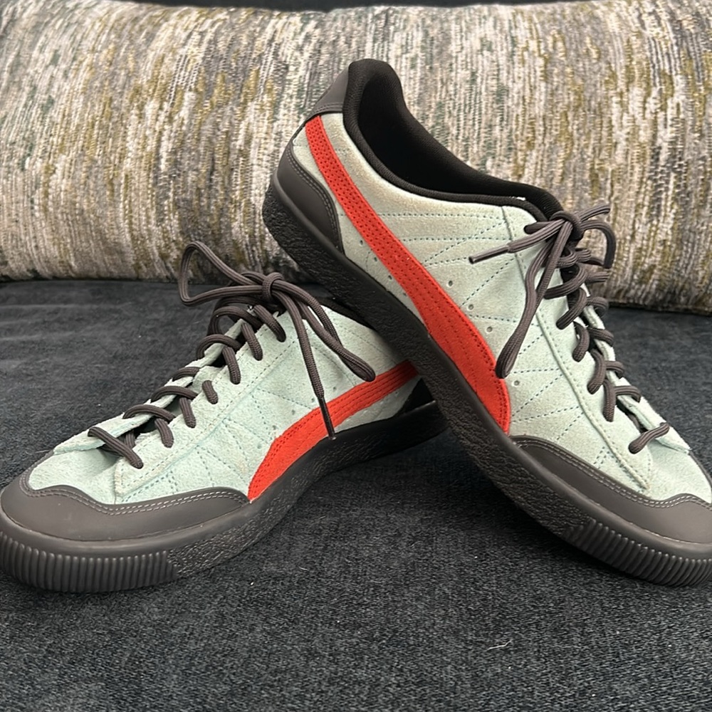 Puma Clyde x Perks and Mini Athletic Shoes in Light Blue and Orange